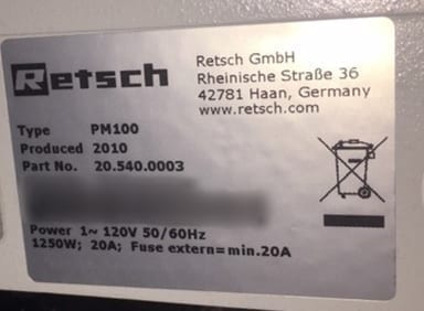 Retsch PM 100 Planetary Ball Mill