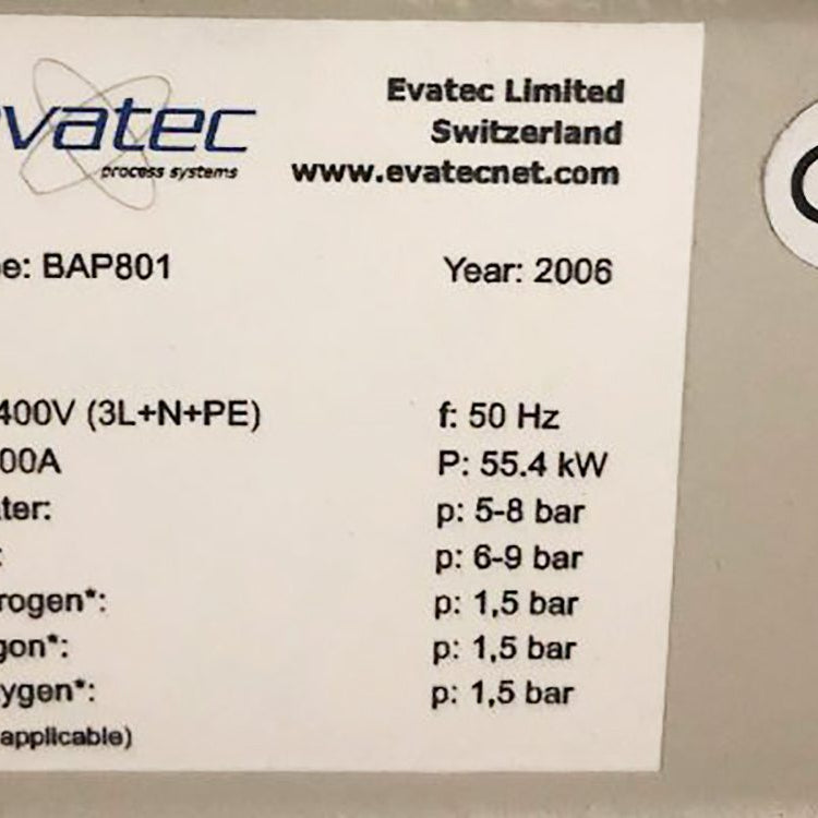 Evatec BAP 801 E-Beam Evaporator