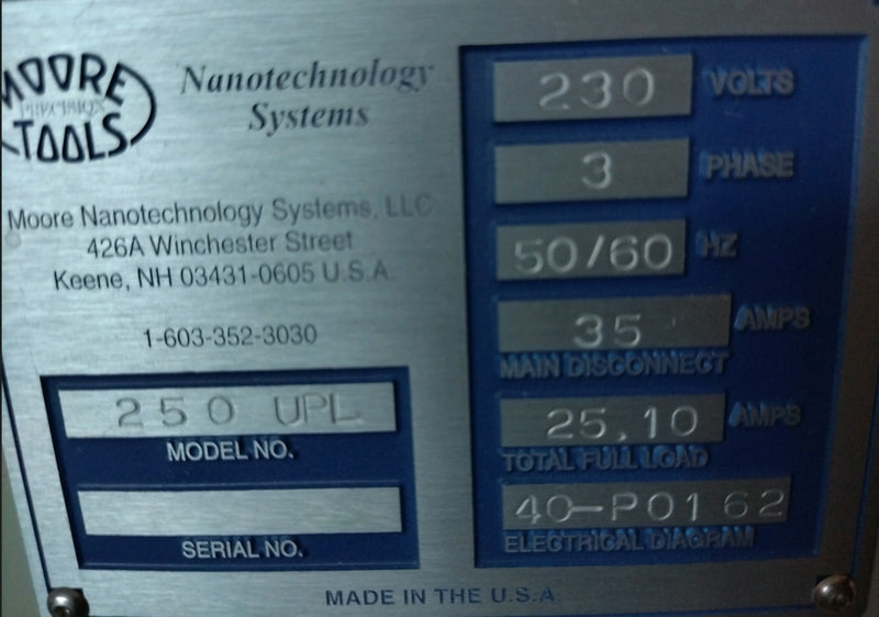 Moore Nanotechnology 250 Ultra Precision Machine