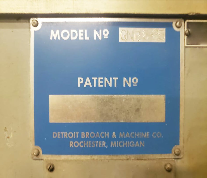 Detroit Broach & Machine GNP 6 25 Vertical Power Broach