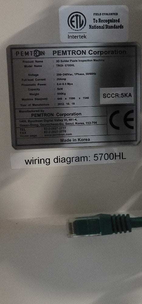 Pemtron TROI 5700 HL SPI (Solder Paste Inspection)