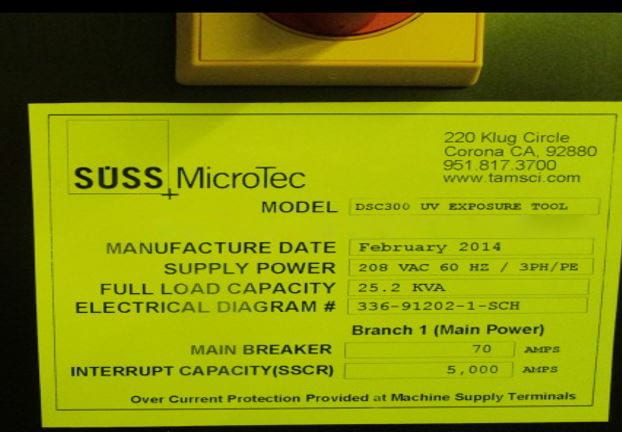 SUSS DSC 300 UV Exposure Tool