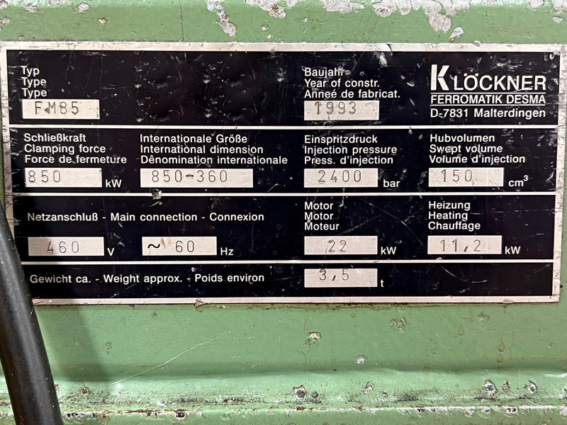 Klockner Ferromatik FM 85 Injection Molding Machine