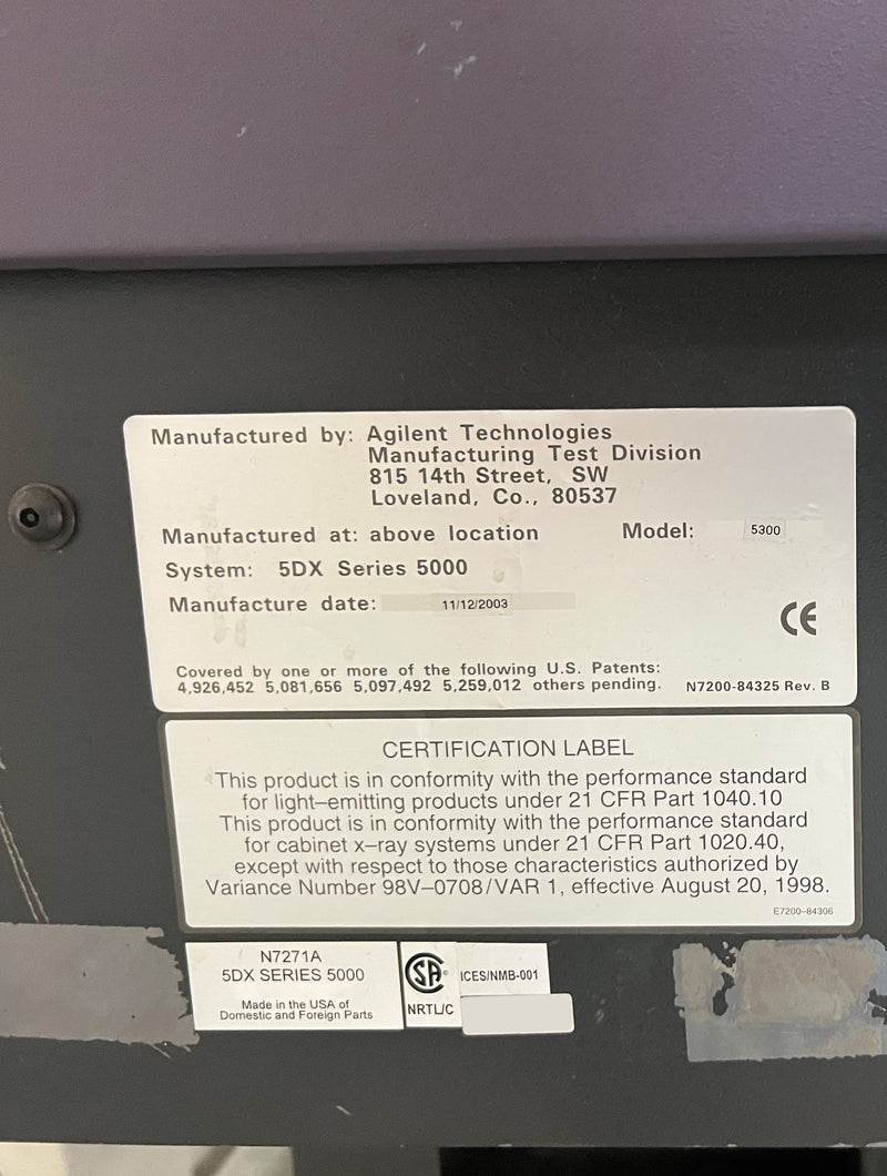 Agilent 5 DX Series 5000 / 5300 Analyzer