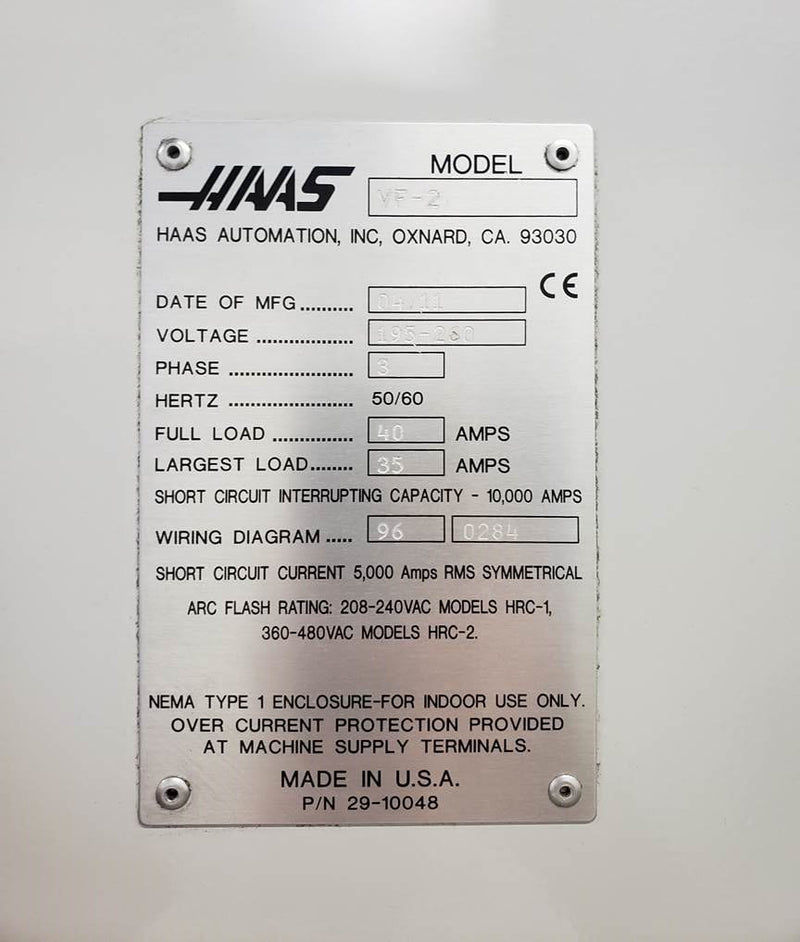 Haas VF 2 CNC Vertical Mill