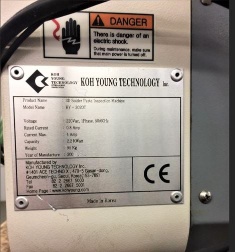 Koh Young KY 3020 T SPI (Solder Paste Inspection)