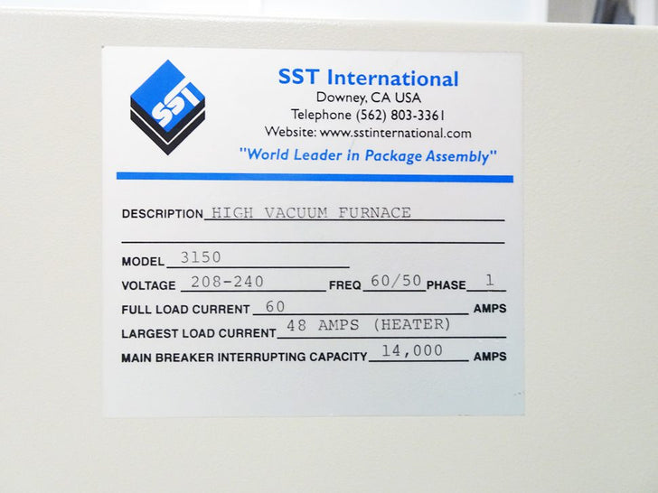 SST 3150 High Vacuum Furnace