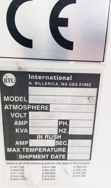 BTU Pyramax 150 N X 5 Reflow Oven