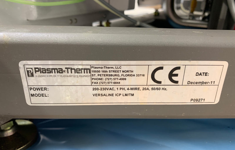 Plasmatherm Versaline ICP Etcher (Inductively Coupled Plasma)
