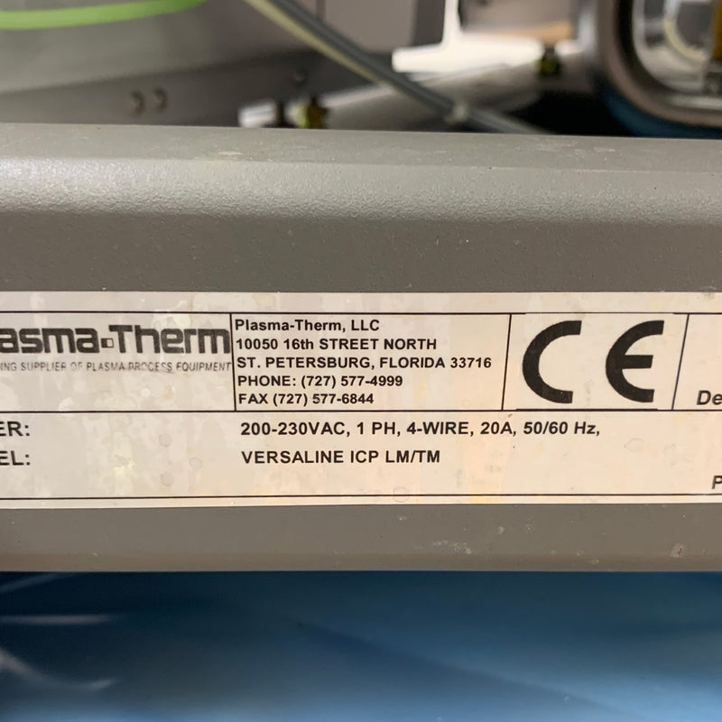 Plasmatherm Versaline ICP Etcher (Inductively Coupled Plasma)