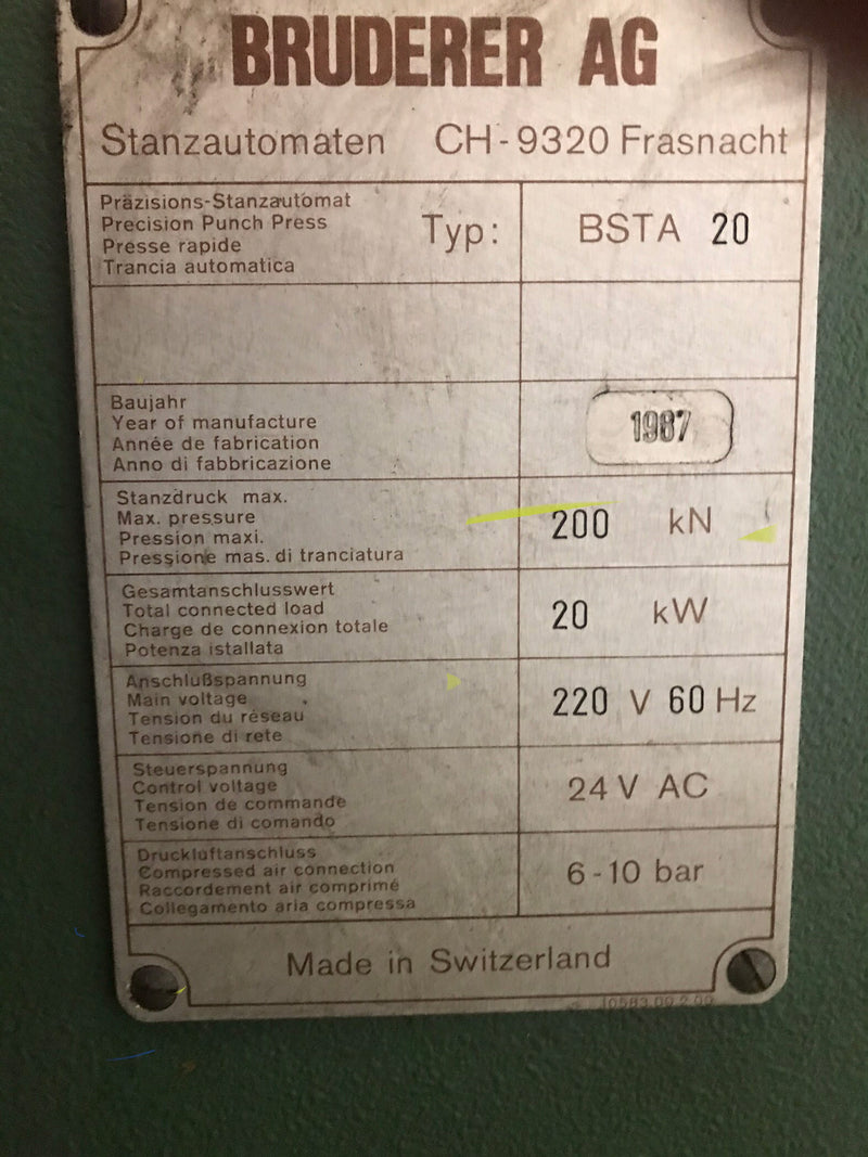 Bruderer BSTA 20 Press