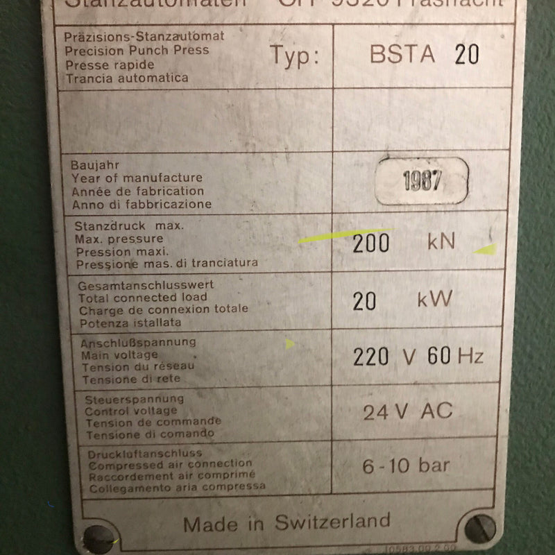Bruderer BSTA 20 Press
