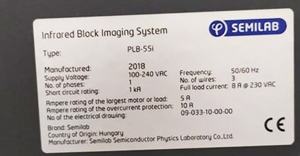 Semilab PLB 55 i Infrared Block Imaging System