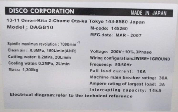 Disco DAG 810 Back Grinder