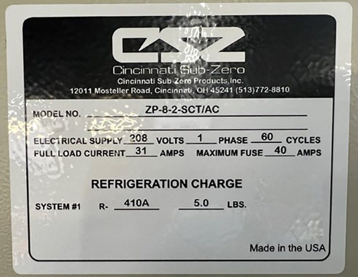 Cincinnati Sub-Zero ZP-8-2-SCT/AC Environmental Chamber