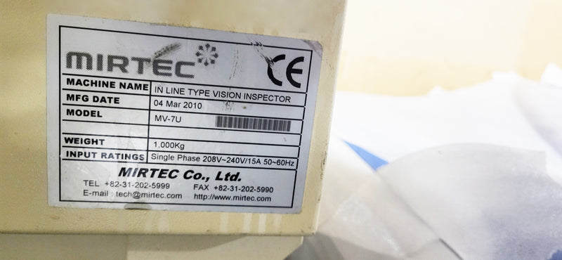 Mirtec MV 7 U In-Line Vision Inspector