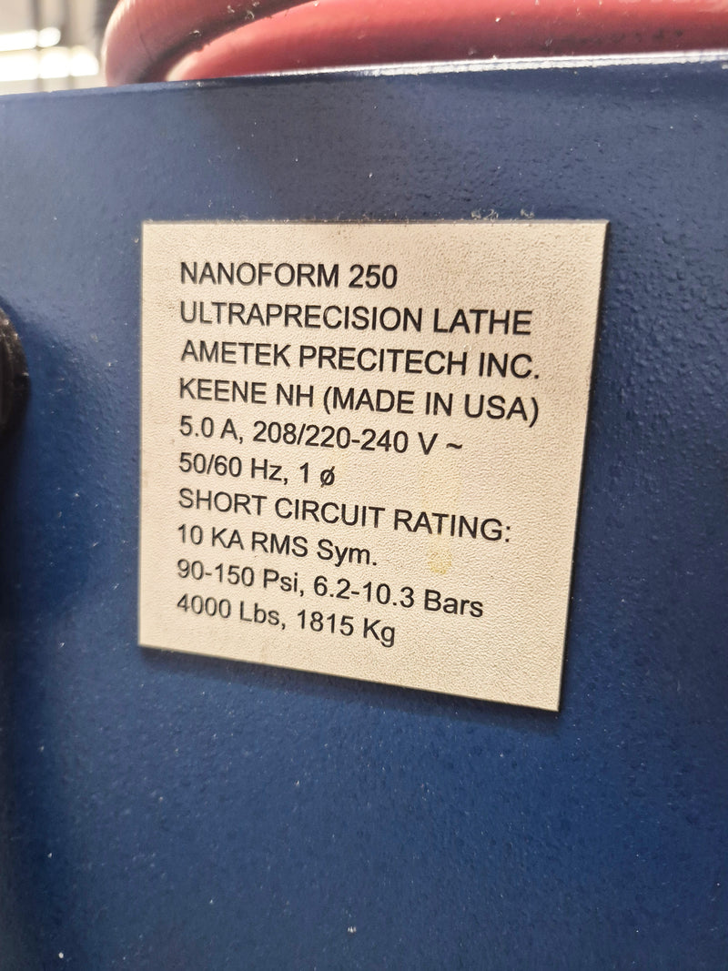 Precitech Nanoform 250 Ultra-Precision Lathe