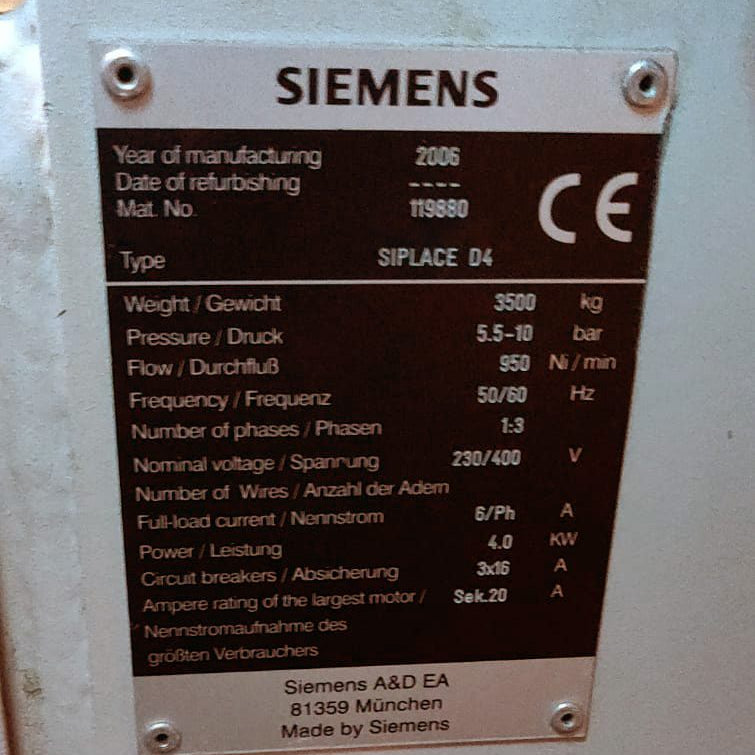 Siemens Siplace D 4 Placement Machine