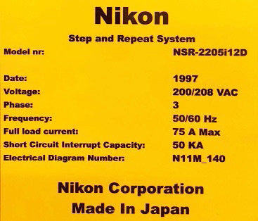 Nikon NSR 2205 i 12 D i-Line Stepper