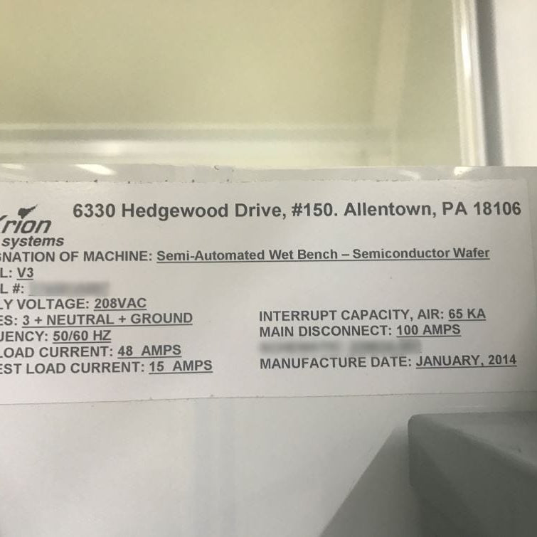 Akrion V 3 USG Removal system for PWAx Wafers