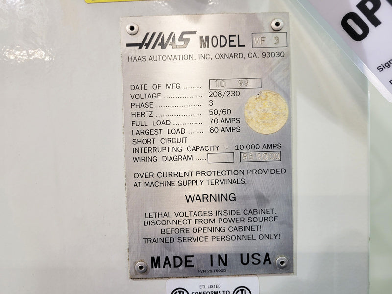 Haas VF 3 Vertical CNC