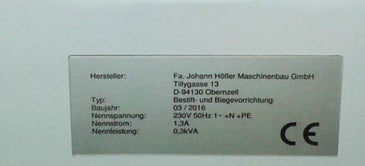 Johann Hofler Maschinenbau Pin and Bending Device