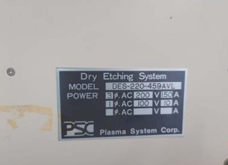 Plasma System DES 220 459 AVL Dry Etcher