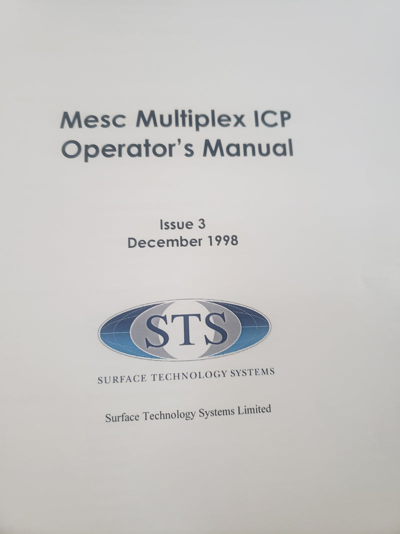 STS MESC Multiplex ICP ASE ICP-RIE (Inductively Coupled Plasma - Reactive lon Etch)