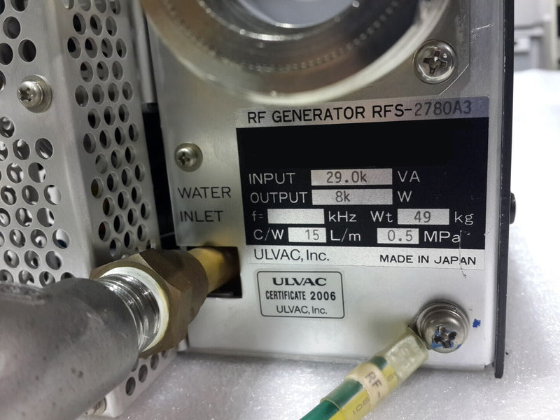 Ulvac RFS 2780 RF Generator