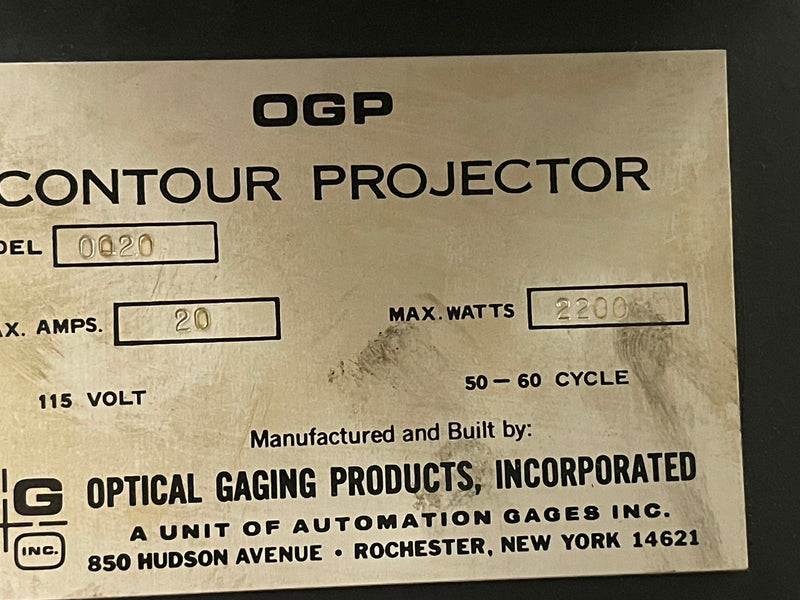 OGP (Optical Gaging Products) 0020 Contour Projector