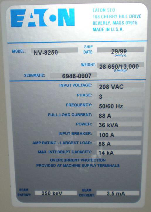 Axcelis NV 8250 Implanter