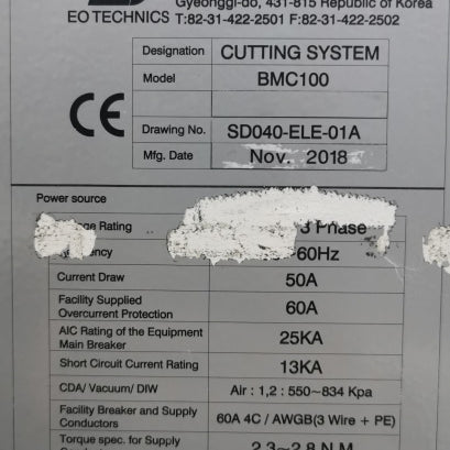 EO Technics BMC 100 Laser Cutter