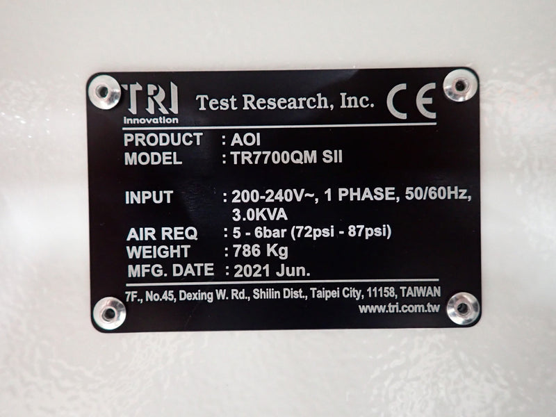Test Research Inc (TRI) TR 7700 QM SII AOI (Automated Optical Inspection)