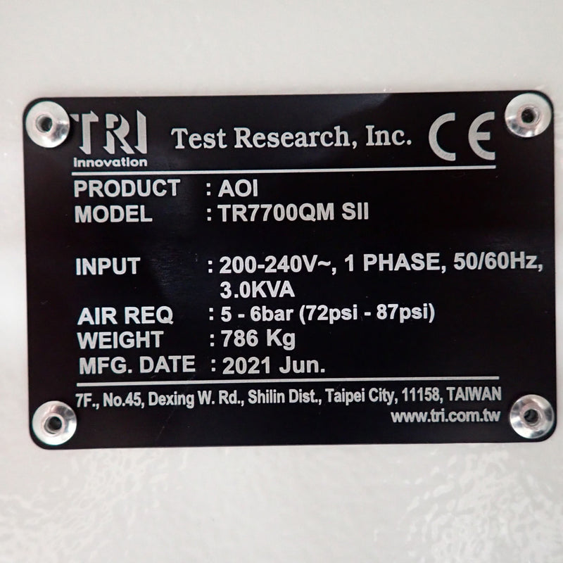 Test Research Inc (TRI) TR 7700 QM SII AOI (Automated Optical Inspection)