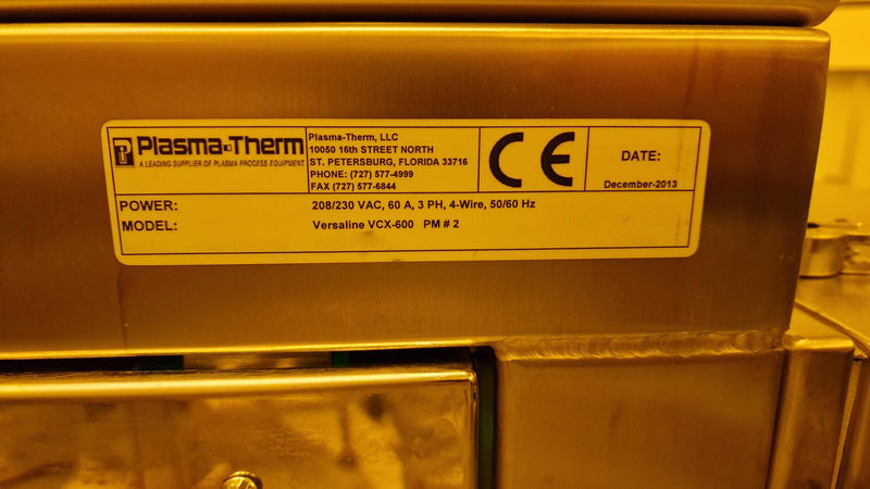 Plasmatherm Versaline VCX 600 ICP (Inductively Coupled Plasma)