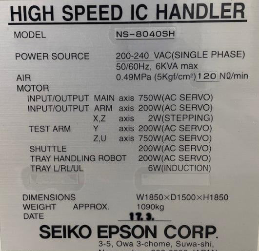 Seiko / Epson NS 8040 SH High Speed Handler