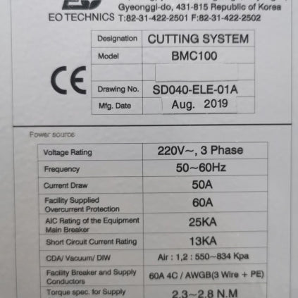 EO Technics BMC 100 Laser Cutter