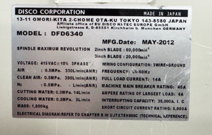 Disco EAD 6340 K Wafer Dicing System