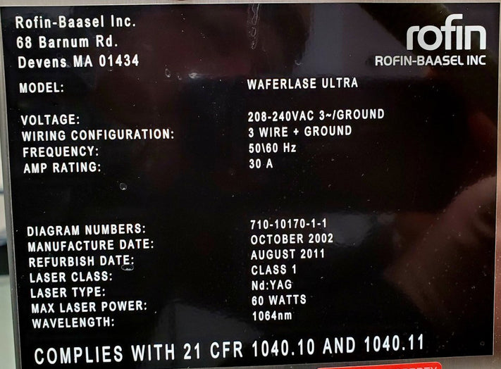 Rofin-Baasel Waferlase Ultra Wafer Laser Scriber
