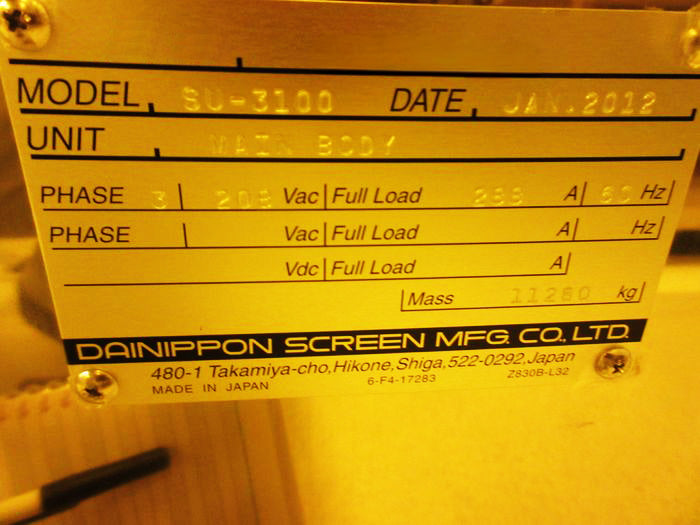 SCREEN / DNS SU 3100 Wafer Cleaner