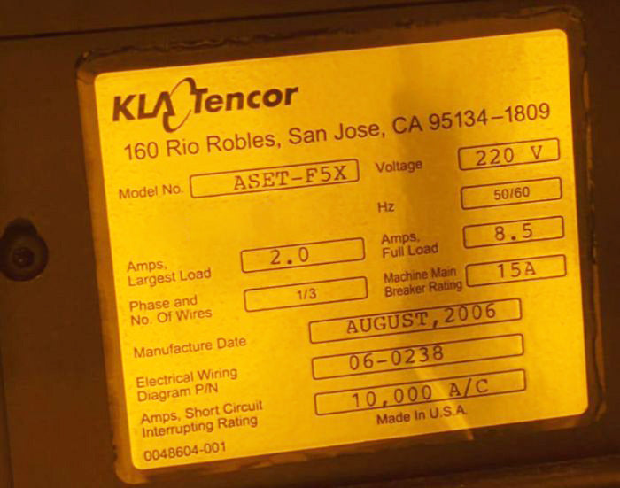 KLA ASET F 5 X Thin Film Measurement
