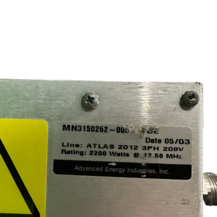 Advanced Energy Atlas 2012 M/N 3150262-000 C 6 SE RF Power Supply