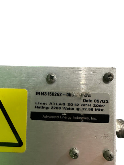 Advanced Energy Atlas 2012 M/N 3150262-000 C 6 SE RF Power Supply