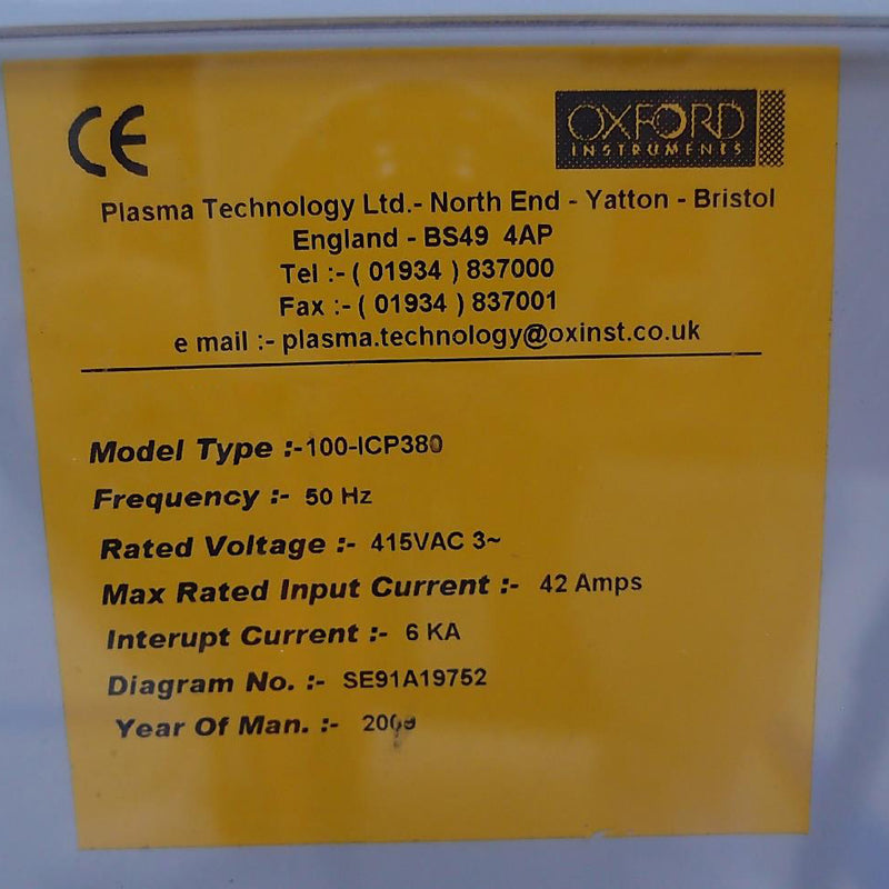 Oxford Plasmalab 100 ICP 380 PECVD (Plasma-Enhanced Chemical Vapor Deposition)