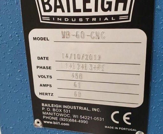 Baileigh MB 60 CNC Tube Bender