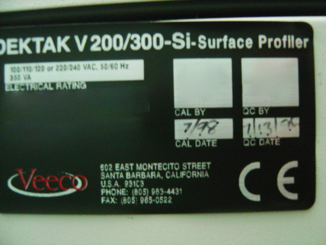 Bruker / Veeco Dektak 200 Si Surface Profilometer