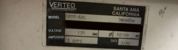 Verteq 1800-6 AL SRD (Spin Rinse Dryer)