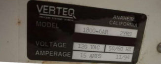Verteq 1800-6 AL SRD (Spin Rinse Dryer)