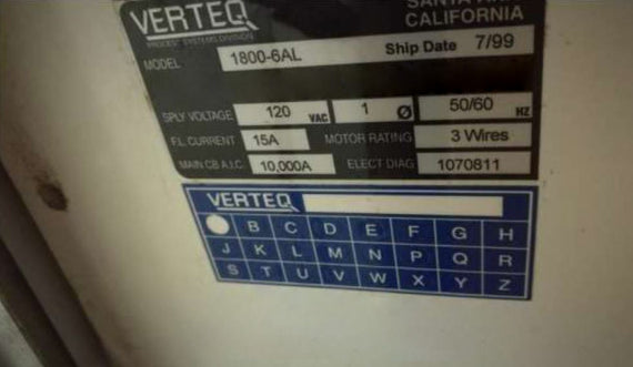Verteq 1800-6 AL SRD (Spin Rinse Dryer)