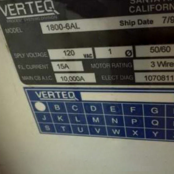 Verteq 1800-6 AL SRD (Spin Rinse Dryer)